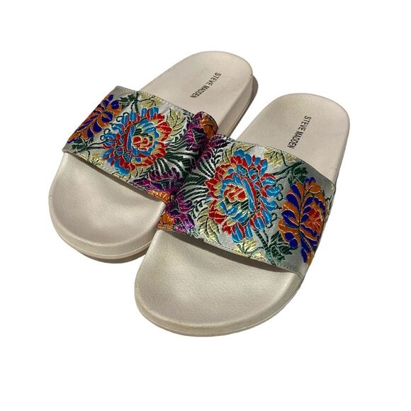 Steve Madden Embroidered Floral Starship Slide Sandals Women's size 10 - Picture 1 of 16